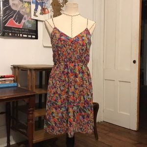 Silk lines strappy sundress dress